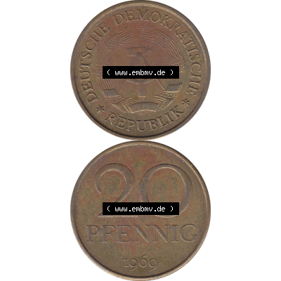 DDR Münze Umlaufmünze / Kursmünze 1969-1990, 20 Pfennig 1969-02, DDR-Telefonmünze. Vorderseite und Rückseite vertikal untereinander zusammengefügt als... Sammlung