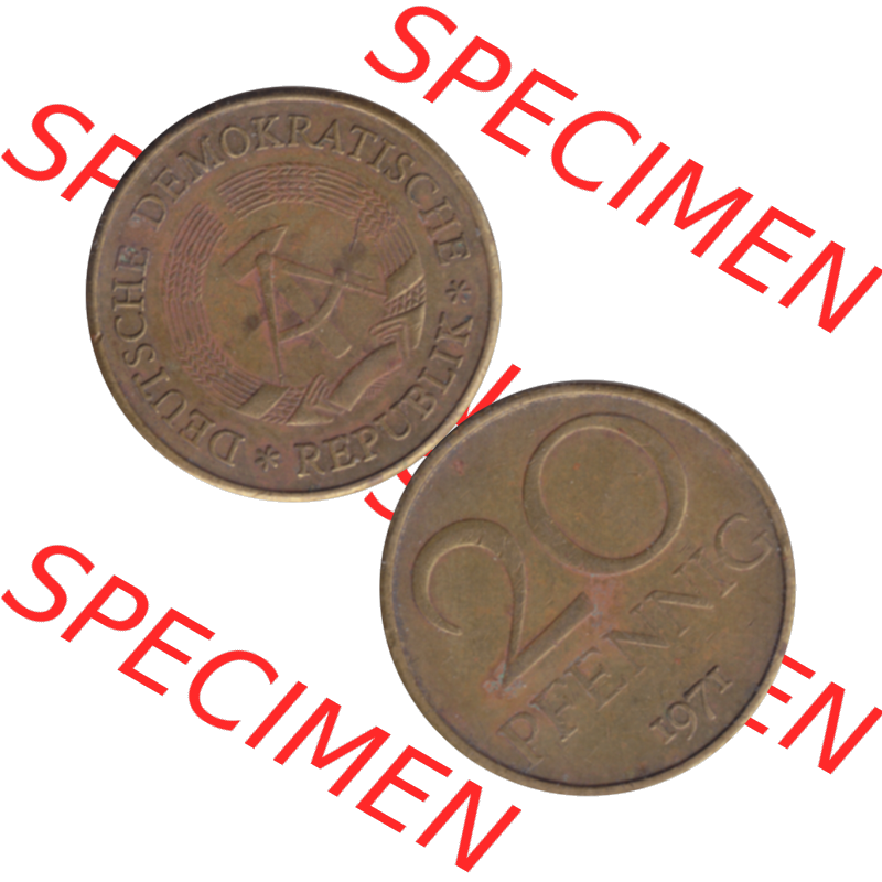 DDR Münze Umlaufmünze / Kursmünze 1969-1990, 20 Pfennig 1971-03, 1970er Jahre, DDR-Telefonmünze. Bildmaterial als transparente PNG-Grafik mit der Vorderseite... Sammlung