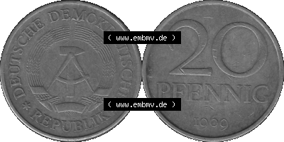 20 Pfennig DDR Graustufen Bildmaterial als transparente PNG-Grafik in Graustufen Sammlung