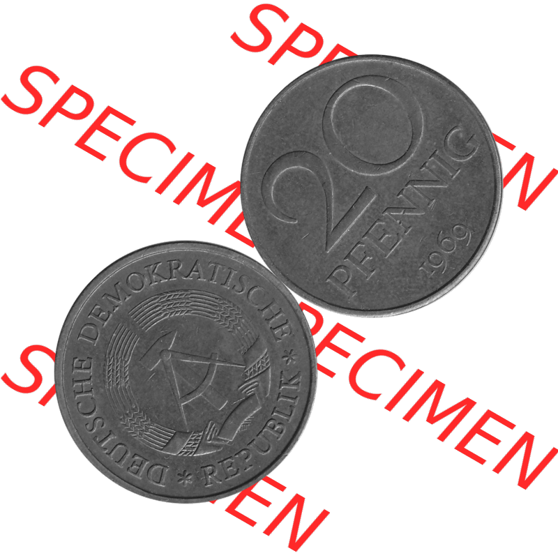DDR Münze Umlaufmünze / Kursmünze 1969-1990, 20 Pfennig 1969-38, 1960er Jahre, Graustufen. 20 Pfennig DDR Graustufen Bildmaterial als transparente PNG-Grafik... Sammlung