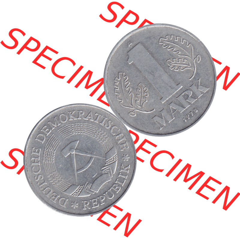 DDR Münze Umlaufmünze / Kursmünze 1972-1990, A 1 Mark 1978-01. Bildmaterial als transparente PNG-Grafik mit der Vorderseite und Rückseite horizontal rechts nebeneinander... Sammlung
