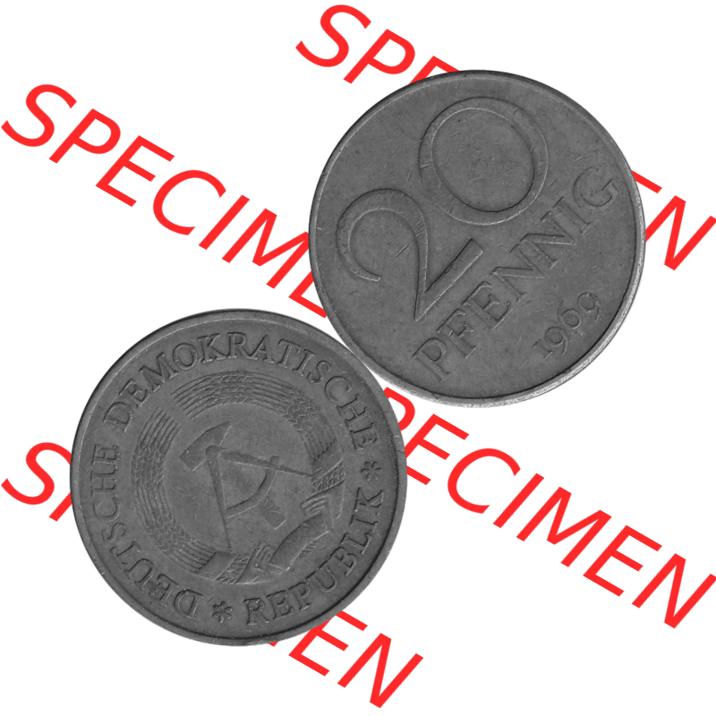 DDR Münze Umlaufmünze / Kursmünze 1969-1990, 20 Pfennig 1969-40, 1960er Jahre, Graustufen. 20 Pfennig DDR Graustufen Bildmaterial als transparente PNG-Grafik... Sammlung
