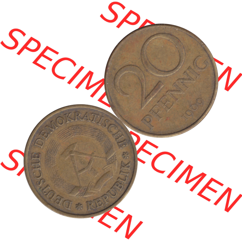 DDR Münze Umlaufmünze / Kursmünze 1969-1990, 20 / Zwanzig Pfennig 1969-16, 1960er Jahre, DDR-Telefonmünze. Bildmaterial als transparente PNG-Grafik... Sammlung