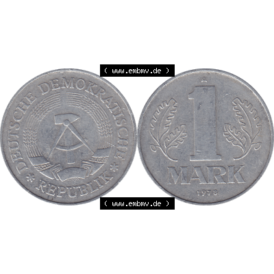 DDR Münze Umlaufmünze / Kursmünze 1972-1990, A 1 Mark 1978-01. Vorderseite und Rückseite horizontal rechts nebeneinander zusammengefügt als transparentes PNG-Grafik... Sammlung
