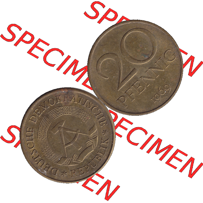 DDR Münze Umlaufmünze / Kursmünze 1969-1990, 20 / Zwanzig Pfennig 1969-08, DDR-Telefonmünze. Bildmaterial als transparente PNG-Grafik mit der Vorderseite... Sammlung