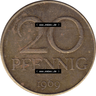 DDR Münze Umlaufmünze / Kursmünze 1969-1990, 20 Pfennig 1969-05, DDR-Telefonmünze. Rückseite als transparente PNG-Grafik - Bild-Material der 20-Pfennig Telefon-Münzen... Sammlung