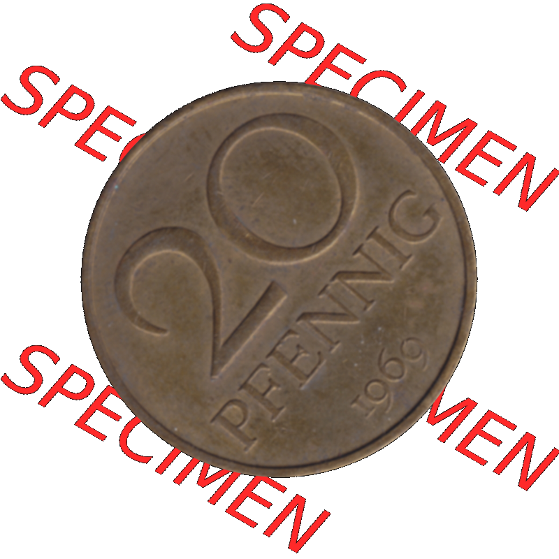 DDR Münze Umlaufmünze / Kursmünze 1969-1990, 20 Pfennig 1969-13, 1960er Jahre, DDR-Telefonmünze. Bildmaterial als transparente PNG-Grafik mit der Rückseite... Sammlung