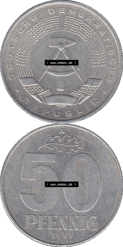 50 / Fünfzig Pfennig-Stücke, bzw. Münzen der DDR Sammlung
