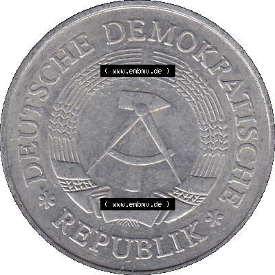 DDR Münze Umlaufmünze / Kursmünze 1972-1990, A 1 Mark 1977 (Stück 1). Vorderseite als transparente PNG-Grafik der 1-Mark Münzen... Sammlung