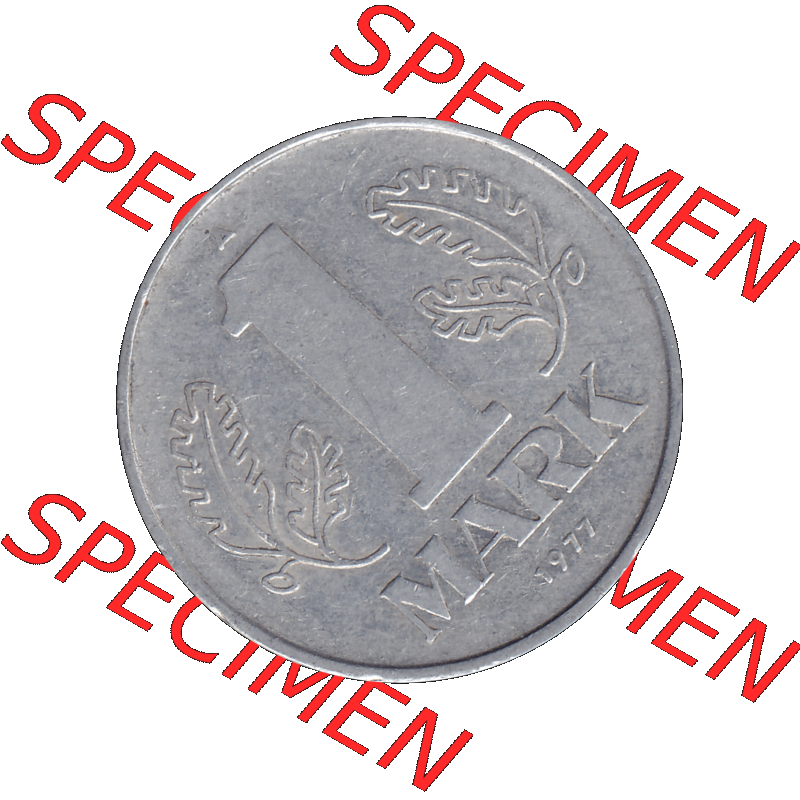 DDR Münze Umlaufmünze / Kursmünze 1972-1990, A 1 Mark 1977-06. Bildmaterial als transparente PNG-Grafik mit der Rückseite mit Wertzahl bzw. Nominalwert der 1... Sammlung
