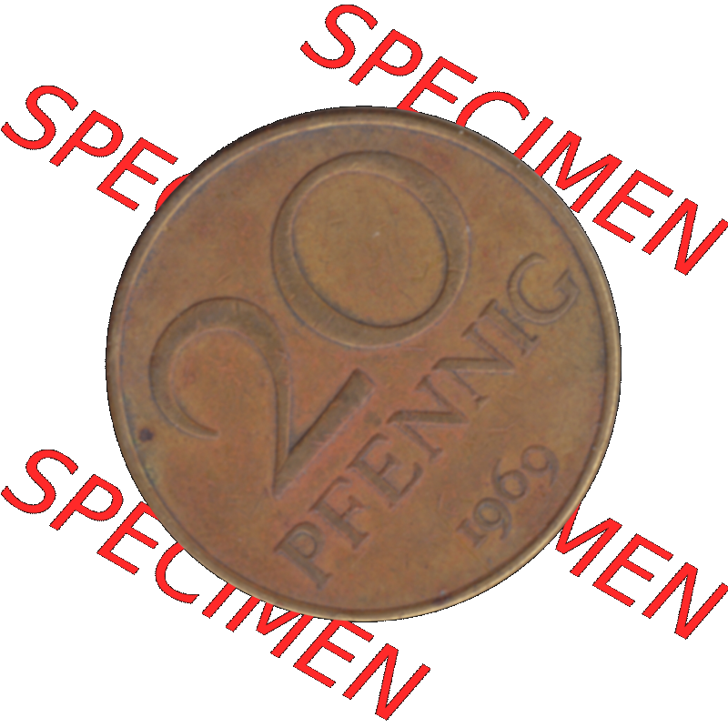 DDR Münze Umlaufmünze / Kursmünze 1969-1990, 20 Pfennig 1969-17, 1960er Jahre, DDR-Telefonmünze. Bildmaterial als transparente PNG-Grafik mit der Rückseite... Sammlung