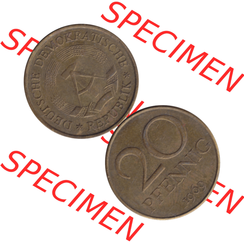 DDR Münze Umlaufmünze / Kursmünze 1969-1990, 20 Pfennig 1969-15, 1960er Jahre, DDR-Telefonmünze. Bildmaterial als transparente PNG-Grafik mit der Vorderseite... Sammlung