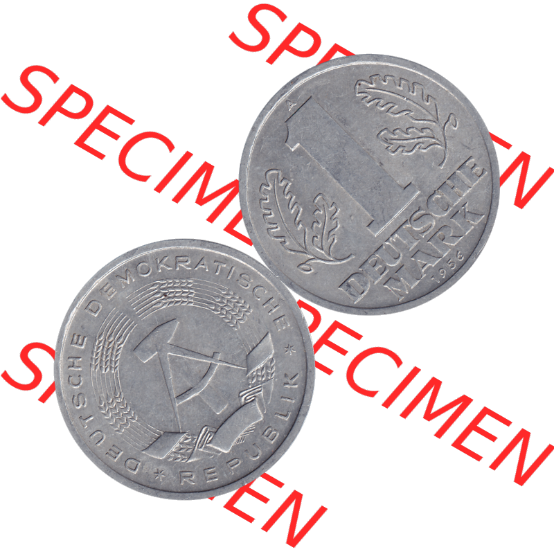 DDR Münze Umlaufmünze / Kursmünze 1956-1963, A 1 Deutsche Mark 1956-03. Bildmaterial als transparente PNG-Grafik mit der Vorderseite und Rückseite horizontal rechts... Sammlung
