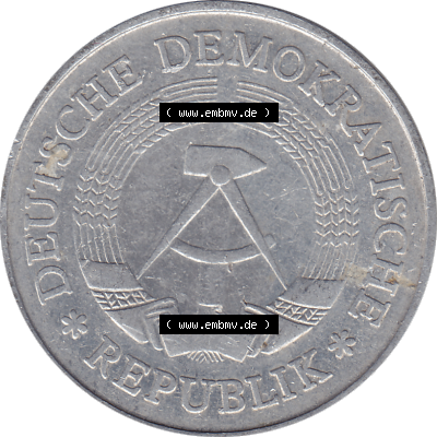 DDR Münze Umlaufmünze / Kursmünze 1972-1990, A 1 Mark 1975-01. Vorderseite als transparente PNG-Grafik der 1-Mark Münzen der DDR. Hier im online Katalog befinden... Sammlung