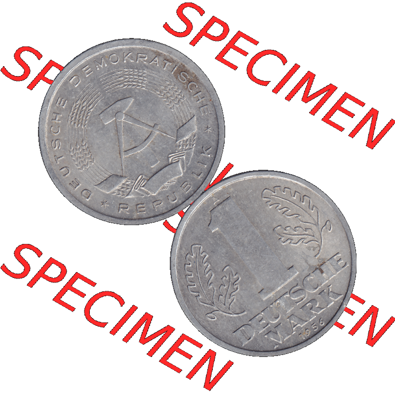 DDR Münze Umlaufmünze / Kursmünze 1956-1963, A 1 Deutsche Mark 1956-05. Bildmaterial als transparente PNG-Grafik mit der Vorderseite und Rückseite vertikal untereinander... Sammlung