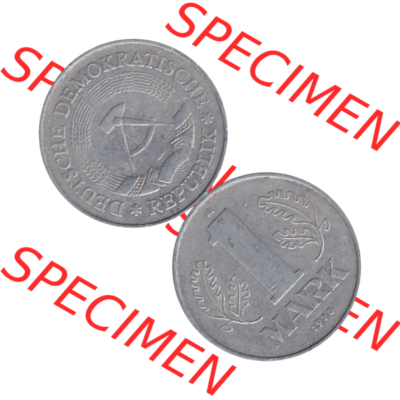 DDR Münze Umlaufmünze / Kursmünze 1972-1990, A 1 Mark 1978-01. Vorderseite und Rückseite vertikal untereinander zusammengefügt als transparente PNG-Grafik - Bild-Material... Sammlung