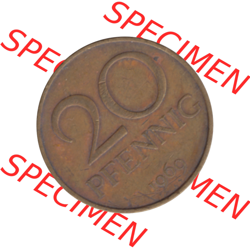DDR Münze Umlaufmünze / Kursmünze 1969-1990, 20 Pfennig 1969-18, 1960er Jahre, DDR-Telefonmünze. Bildmaterial als transparente PNG-Grafik mit der Rückseite... Sammlung