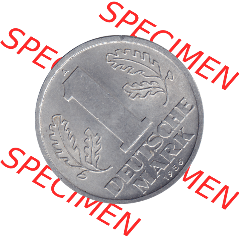 DDR Münze Umlaufmünze / Kursmünze 1956-1963, A 1 Deutsche Mark 1956-07. Bildmaterial als transparente PNG-Grafik mit der Rückseite mit Wertzahl bzw. Nominalwert... Sammlung
