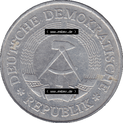 DDR Münze Umlaufmünze / Kursmünze 1972-1990, A 1 Mark 1975 (Stück 1). Vorderseite als transparente PNG-Grafik der 1-Mark Münzen... Sammlung