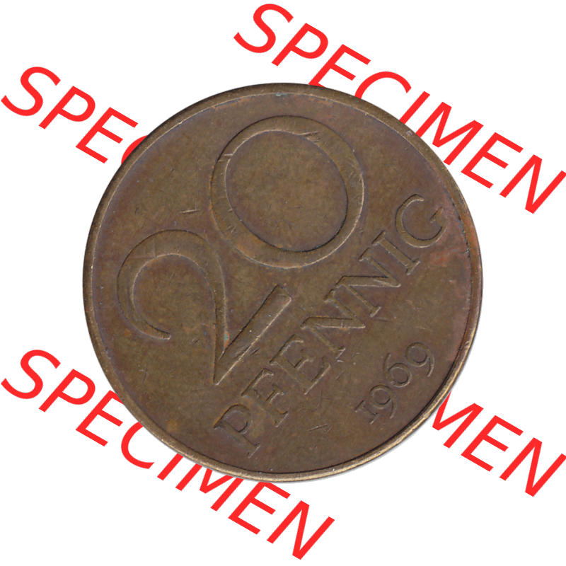 DDR Münze Umlaufmünze / Kursmünze 1969-1990, 20 Pfennig 1969-36, 1960er Jahre, DDR-Telefonmünze. Bildmaterial als transparente PNG-Grafik mit der Rückseite... Sammlung