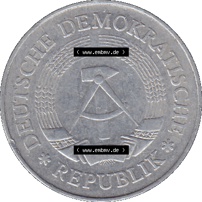 DDR Münze Umlaufmünze / Kursmünze 1972-1990, A 1 Mark 1977 (Stück 7). Bildmaterial als transparente PNG-Grafik mit der Vorderseite... Sammlung