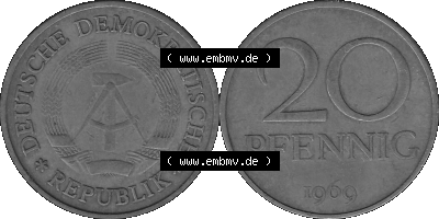20 Pfennig DDR Graustufen Bildmaterial als transparente PNG-Grafik in Graustufen Sammlung
