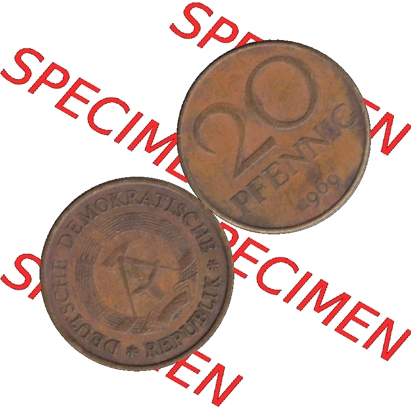 DDR Münze Umlaufmünze / Kursmünze 1969-1990, 20 / Zwanzig Pfennig 1969-12, 1960er Jahre, DDR-Telefonmünze. Bildmaterial als transparente PNG-Grafik... Sammlung