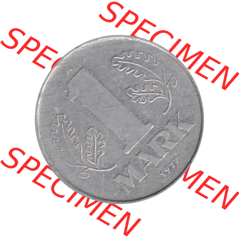 DDR Münze 1956-1990 Umlaufmünze / Kursmünze 1972-1990, A 1 Mark 1977-10. Bildmaterial als transparente PNG-Grafik mit der Rückseite mit Wertzahl bzw. Nominalwert... Sammlung