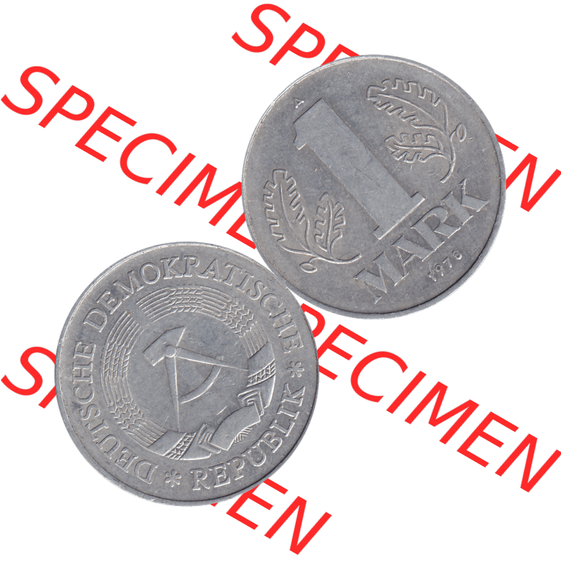 DDR Münze 1956-1990 Umlaufmünze / Kursmünze 1972-1990, A 1 Mark 1978-04. Bildmaterial als transparente PNG-Grafik mit der Vorderseite und Rückseite horizontal rechts... Sammlung