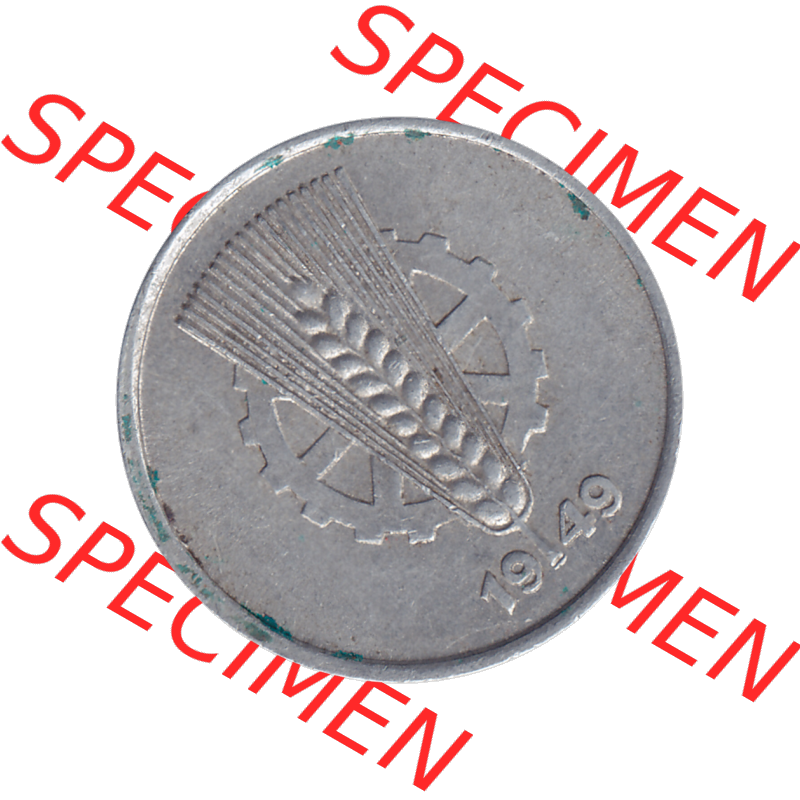 DDR Münze 1948-1990 Umlaufmünze / Kursmünze 1948-1950, Mzz. A für Berlin der DDR 5 Pfennig 1949-01. Bildmaterial als transparente PNG-Grafik mit der Vorderseite... Sammlung