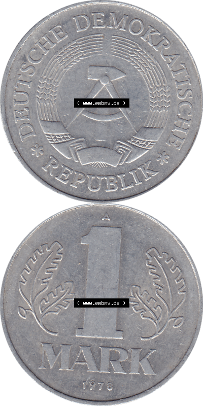 DDR Münze 1956-1990 Umlaufmünze / Kursmünze 1972-1990, A 1 Mark 1978 (Stück 4). Bildmaterial als transparente PNG-Grafik mit... Sammlung