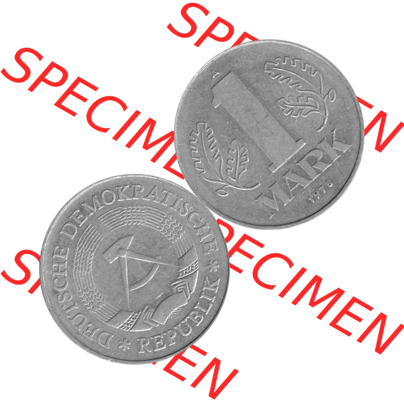 DDR Münze 1956-1990 Umlaufmünze / Kursmünze 1972-1990, A 1 Mark 1978-04 Graustufen. Graustufen Bildmaterial als transparente PNG-Grafik mit der Vorderseite und Rückseite... Sammlung