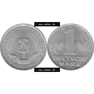 DDR Münze 1956-1990 Umlaufmünze / Kursmünze 1956-1963, A 1 Deutsche Mark 1956-10 Graustufen. Graustufen Bildmaterial als transparente PNG-Grafik mit der Vorderseite und... Sammlung