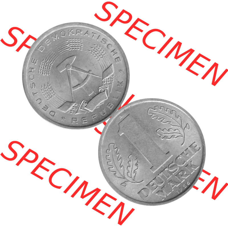 DDR Münze 1956-1990 Umlaufmünze / Kursmünze 1956-1963, A 1 Deutsche Mark 1956-09 Graustufen. Bildmaterial als transparente Graustufen PNG-Grafik mit der Vorderseite und... Sammlung
