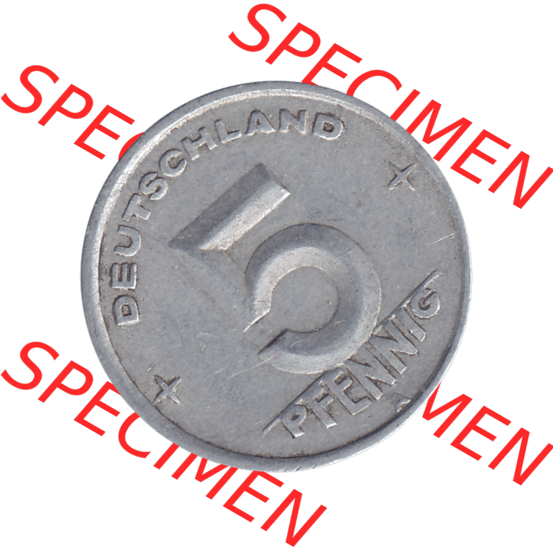 DDR Münze 1948-1990 Umlaufmünze / Kursmünze 1948-1950, Mzz. A für Berlin der DDR 5 Pfennig 1948-01. Bildmaterial als transparente PNG-Grafik mit der Rückseite... Sammlung