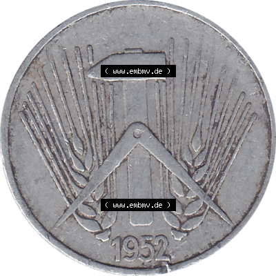 DDR Münze 1948-1990 Umlaufmünze / Kursmünze 1952-1953, Mzz. A für Berlin der DDR 5 Pfennig 1952, Fünf Pfennig DDR (GDR) Münzen Sammlung