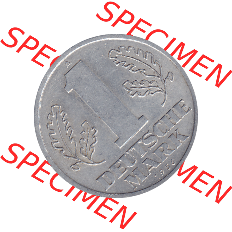 DDR Münze 1956-1990 Umlaufmünze / Kursmünze 1956-1963, A 1 Deutsche Mark 1956-11. Bildmaterial als transparente PNG-Grafik mit der Rückseite mit Wertzahl bzw.... Sammlung