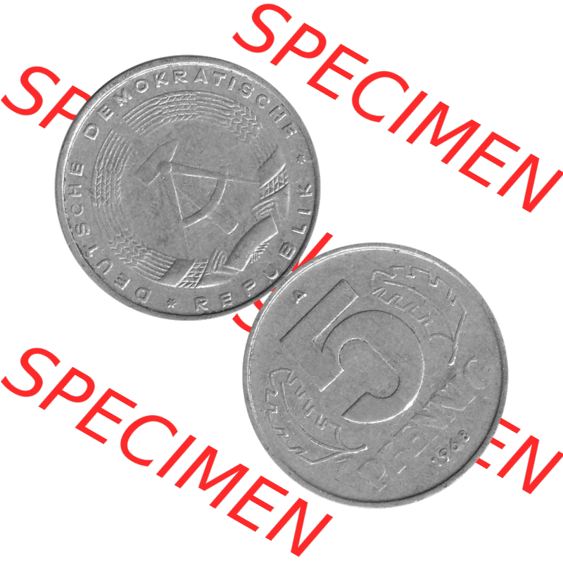 DDR Münze 1948-1990 Umlaufmünze / Kursmünze in Grau 1968-1990, A 5 Pfennig 1968-01 Graustufen. Bildmaterial als transparente Graustufen - s/w - Grau - Schwarzweiß... Sammlung