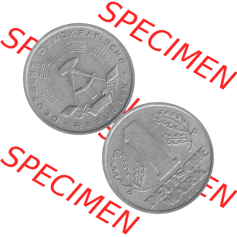 DDR Münze 1956-1990 Umlaufmünze / Kursmünze 1956-1963, A 1 Deutsche Mark 1956-11 Graustufen. Bildmaterial als transparente Graustufen PNG-Grafik mit der Vorderseite und... Sammlung