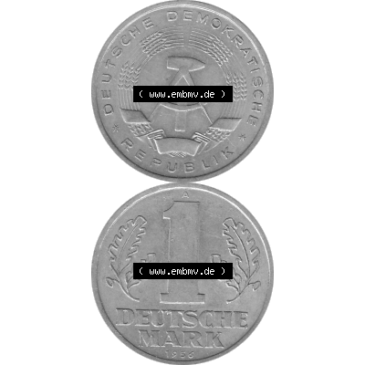 DDR Münze 1956-1990 Umlaufmünze / Kursmünze 1956-1963, A 1 Deutsche Mark 1956-11 Graustufen. Bildmaterial als transparente Graustufen PNG-Grafik mit der Vorderseite und... Sammlung