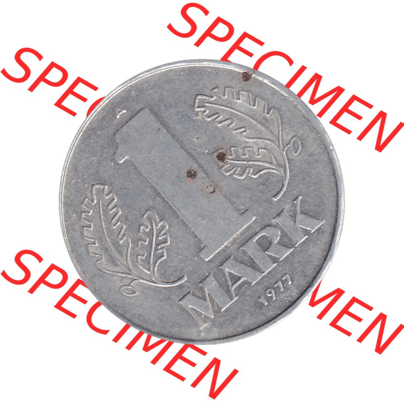 DDR Münze 1956-1990 Umlaufmünze / Kursmünze 1972-1990, A 1 Mark 1977-09. Bildmaterial als transparente PNG-Grafik mit der Rückseite mit Wertzahl bzw. Nominalwert... Sammlung