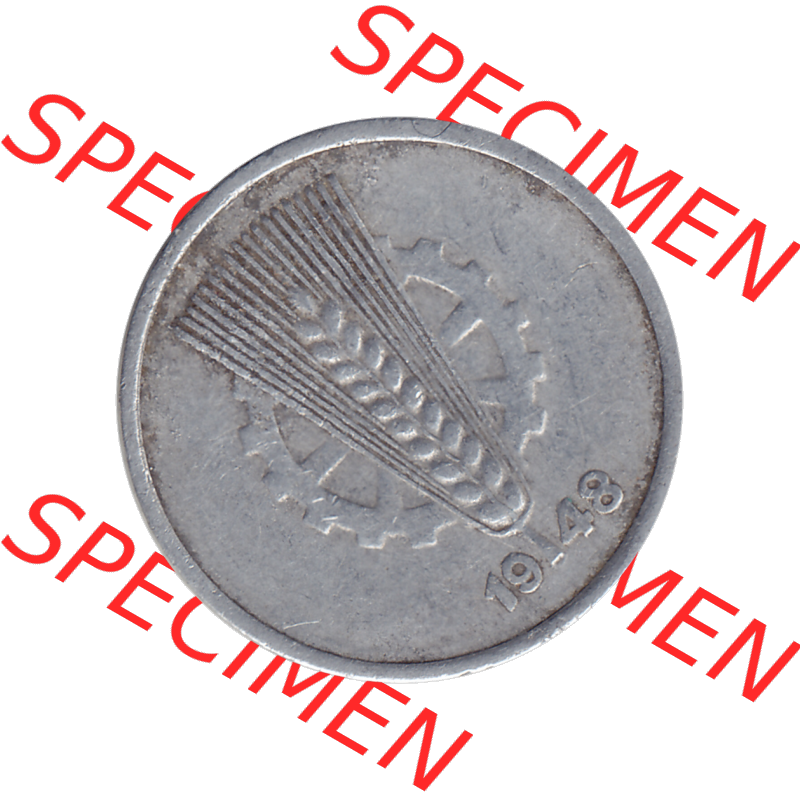 DDR Münze 1948-1990 Umlaufmünze / Kursmünze 1948-1950, Mzz. A für Berlin der DDR 5 Pfennig 1948-03. Bildmaterial als transparente PNG-Grafik mit der Vorderseite... Sammlung