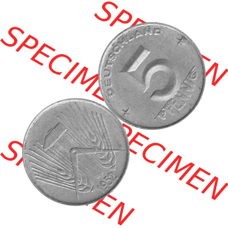 DDR Münze 1948-1990 Umlaufmünze / Kursmünze in Grau 1952-1953, A 5 Pfennig 1952-01 Graustufen. Bildmaterial als Graustufen - s/w - Grau - Schwarzweiß aus farbiger... Sammlung