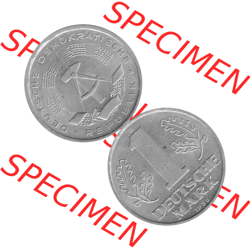 DDR Münze 1956-1990 Umlaufmünze / Kursmünze 1956-1963, A 1 Deutsche Mark 1956-10 Graustufen. Bildmaterial als transparente Graustufen PNG-Grafik mit der Vorderseite und... Sammlung