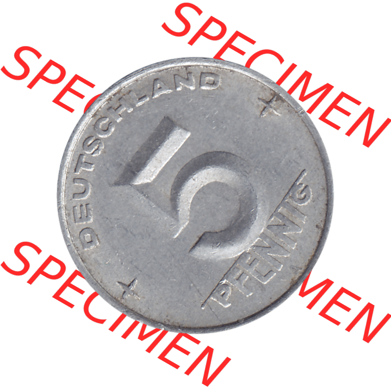 DDR Münze 1948-1990 Umlaufmünze / Kursmünze 1952-1953, Mzz. A für Berlin der DDR 5 Pfennig 1952-01. Bildmaterial als transparente PNG-Grafik mit der Rückseite... Sammlung