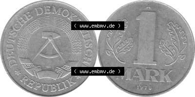 DDR Münze 1956-1990 Umlaufmünze / Kursmünze 1972-1990, A 1 Mark 1978 (Stück 4) Graustufen. Graustufen Bildmaterial als transparente... Sammlung