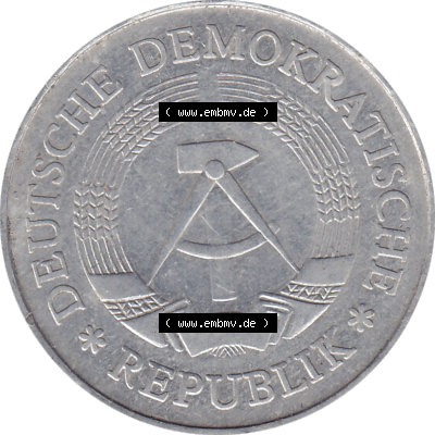 DDR Münze 1956-1990 Umlaufmünze / Kursmünze 1972-1990, A 1 Mark 1977-10. Bildmaterial als transparente PNG-Grafik mit der Vorderseite der 1 Mark Münzen der DDR.... Sammlung