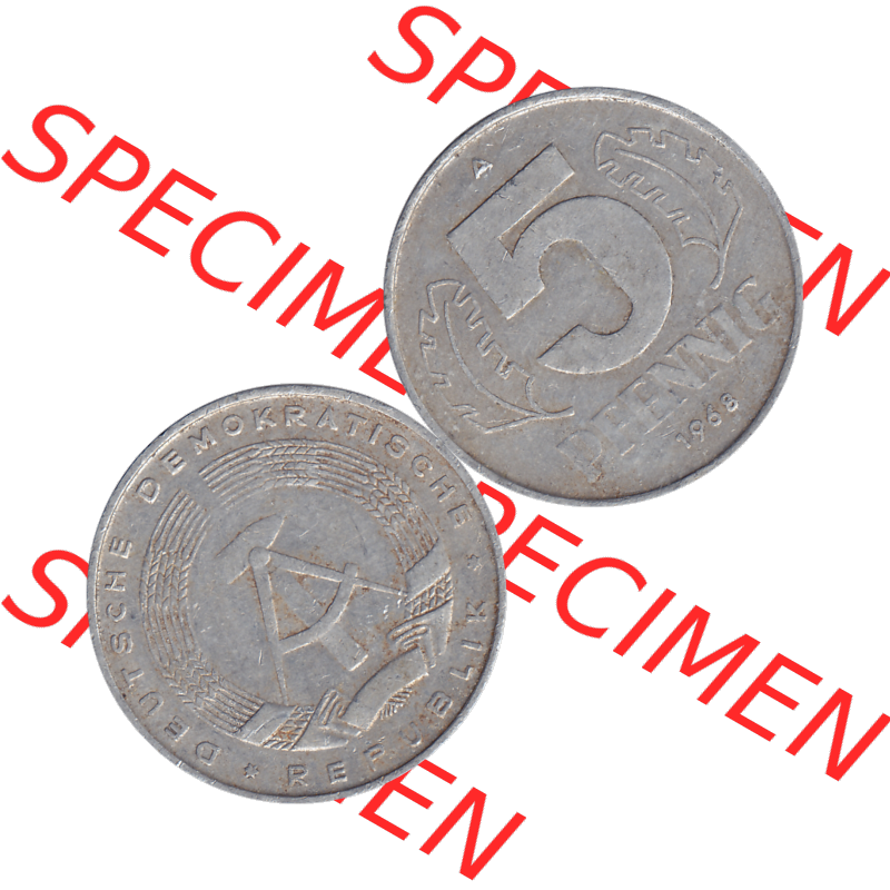 DDR Münze 1948-1990 Umlaufmünze / Kursmünze 1968-1990, Mzz. A für Berlin der DDR 5 Pfennig 1968-03. Bildmaterial als transparente PNG-Grafik mit der Vorderseite... Sammlung