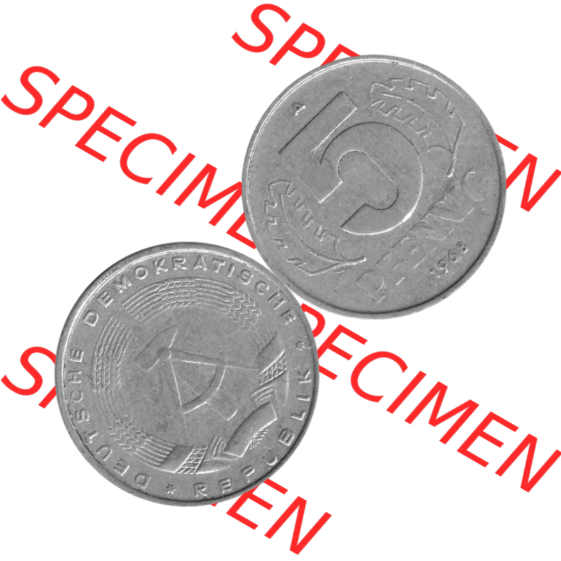 DDR Münze 1948-1990 Umlaufmünze / Kursmünze in Grau 1968-1990, A 5 Pfennig 1968-01 Graustufen. Bildmaterial als Graustufen - s/w - Grau - Schwarzweiß aus farbiger... Sammlung