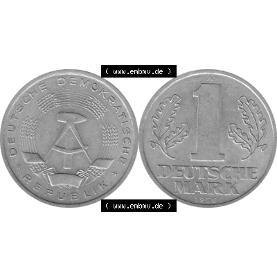 DDR Münze 1956-1990 Umlaufmünze / Kursmünze 1956-1963, A 1 Deutsche Mark 1956-11 Graustufen. Graustufen Bildmaterial als transparente PNG-Grafik mit der Vorderseite und... Sammlung